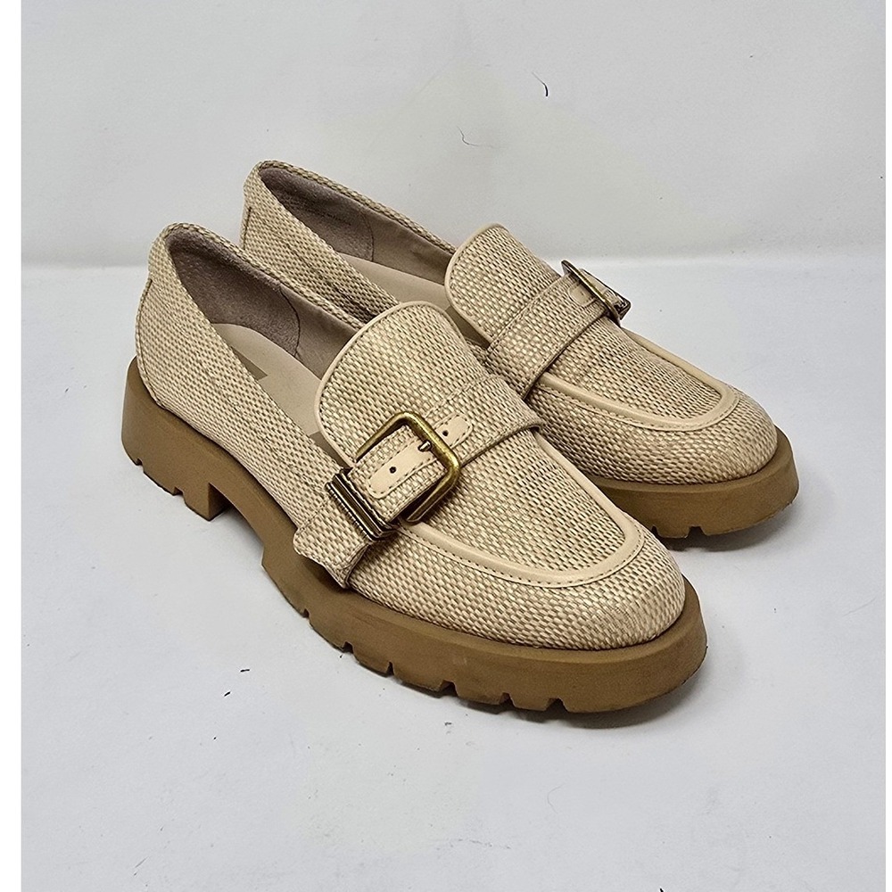 Dolce Vita Ericka‎ raffia buckle loafers women 9.5 natural slip-on resortwear